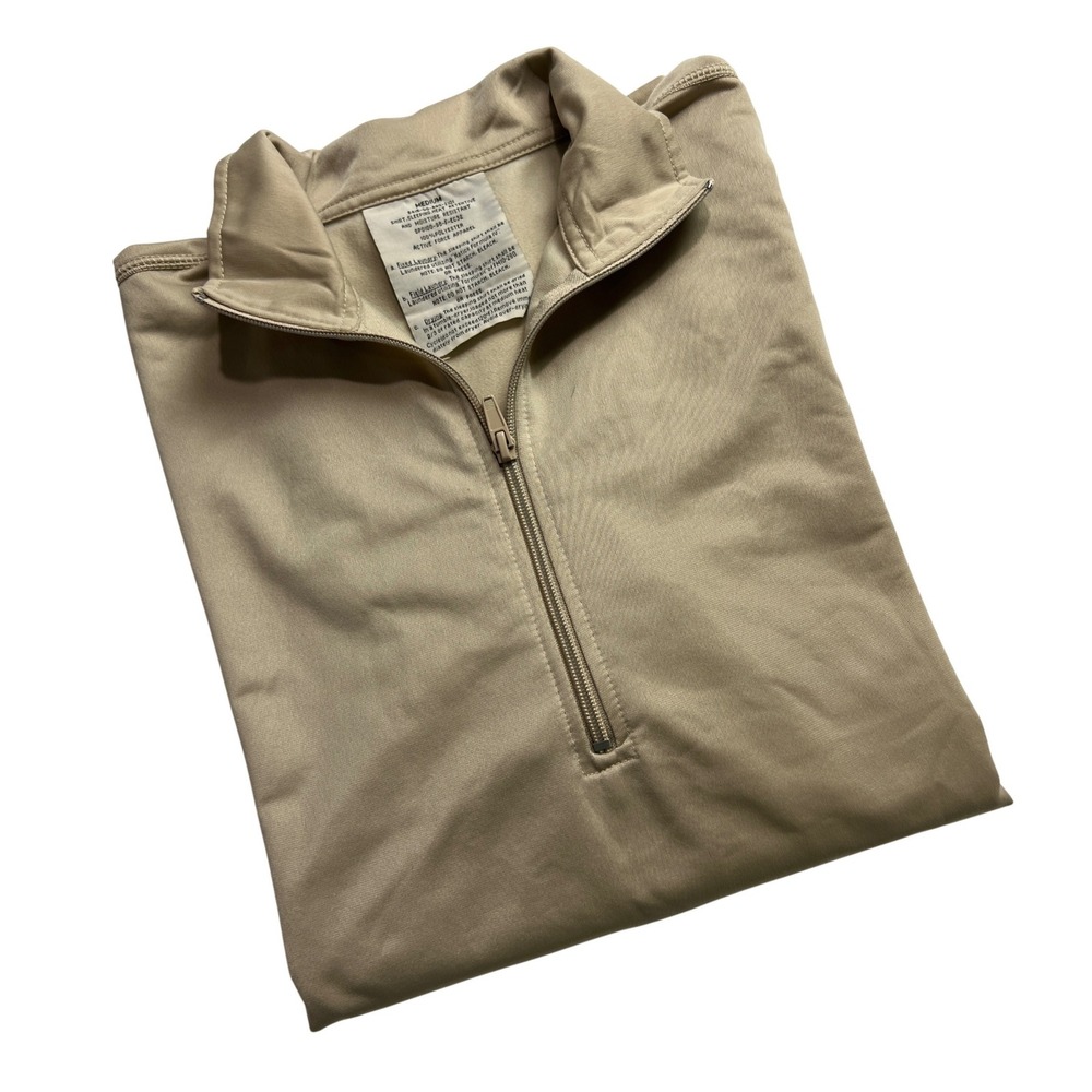 Active Force Apparel Sleep Shirt Men M Tan 1/4 Zip Heat Retentive Military‎ D24